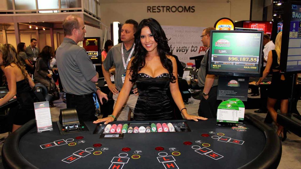 girl and poker table